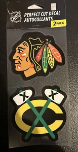 CHICAGO BLACKHAWKS PERFECT CUT DECAL 2 PACK NHL LICENSED - Picture 1 of 1