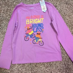 NEW Cat & Jack Girl's Long Sleeve Bright and Boundless Graphic T-Shirt Medium - Picture 1 of 5