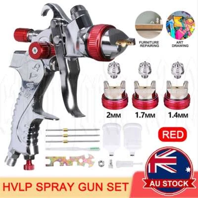 Spray Gun Paint Gun Kit HVLP Gravity Feed Air 1.4mm 1.7mm 2mm 3Tips 600ml Cup - image 1 of 4
