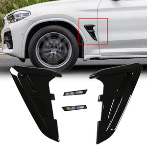 Gloss Black Side Air Flow Fender Wing Vent Trim Cover For BMW X3 M G01 2018-UP - Picture 1 of 10