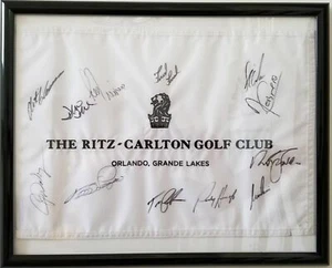 Golfers PNC Father Son Challenge Signed Framed Golf Flag COA - Picture 1 of 2