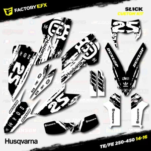 Kit de gráficos de carreras lisos en blanco y negro se adapta a Husqvarna 14-16 TE FE 250 450 TE250 - Imagen 1 de 5