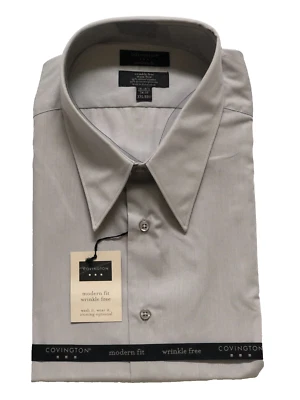 Covington Modern Fit 尺码 XXL 18-18 1/2 34-35 灰色长袖正装衬衫男式 — 第 1/4 张图片