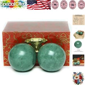 Stress-Relieving Marble Baoding Balls - Set of 2, Dark Green Exercise Balls - Picture 1 of 11