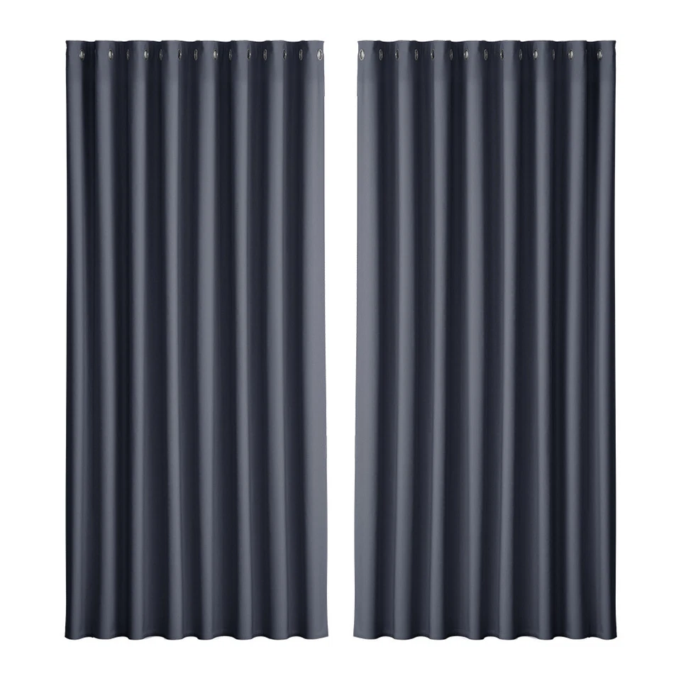 Artiss 2X Blockout Curtains Blackout Window Curtain Eyelet 300x230cm Charcoal