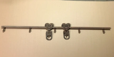 Antique Barn Door Slider Sure Grip Double Rollers With 6' Track VTG Old 905-22B Cover