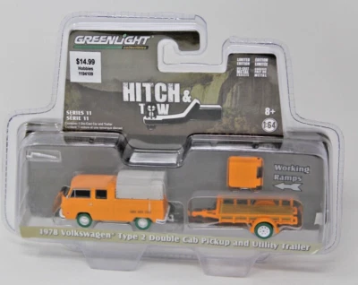 Greenlight Hitch & Tow 1978 Volkswagen Type 2 Double Cab & Trailer Green Machine - Image 1 of 4