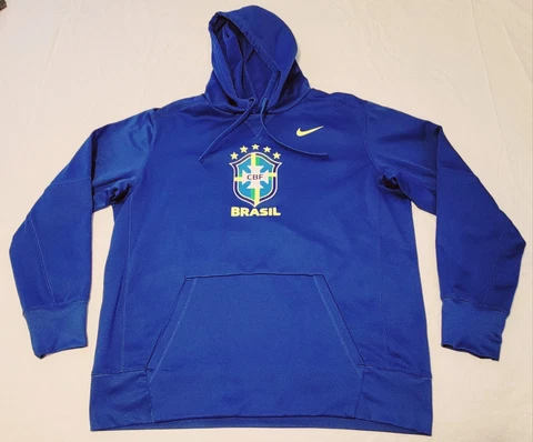 NIKE Therma-Fit Brazil Brasil soccer futebol hoodie sweater blue azul Adult XL Cover