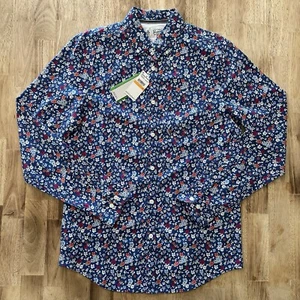 Original Penguin EcoVero Woven Floral Limoges Button Down Shirt Stretch Mens S - Picture 1 of 4