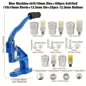 Blue Hand Press Machine + Metal Dies Rivets, Snaps, Eyelets & Fasteners - Picture 1 of 4
