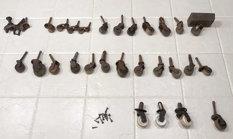 Vintage antique wooden porcelain Wheel Casters lot of 26 Cover