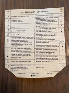 Mercedes-Benz A1265450700 W126 Fuse Box Designation Card Genuine OEM - Picture 1 of 2