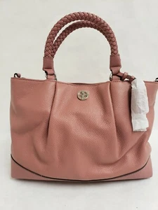 Giani Bernini Braided Leather Satchel Bag Crossbody Purse Mauve Silver $169 3A - Picture 1 of 1