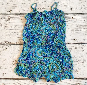 CHILDREN'S PLACE 8 Girls Blue Green Purple Patterned Romper One Piece 8 DC-TT20 - Picture 1 of 4