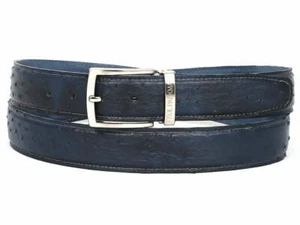 Cinturón de avestruz genuino PAUL PARKMAN para hombre azul marino (ID #B04-NVY) - Imagen 1 de 2