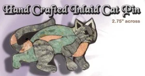 Inlaid Stone CAT Pin Hand Crafted by Barry Stein - Picture 1 of 1