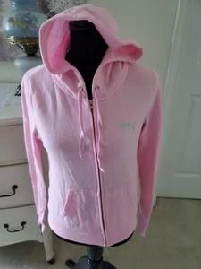 LOVE PINK Victoria's Secret Womens XS Hoodie Zip Long Sleeve LIGHT PINK Dog Logo - Picture 1 of 9