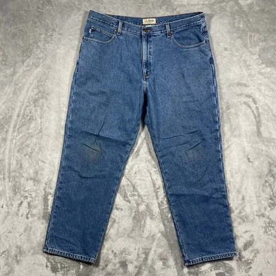 LL Bean Mens Jeans Natural Fit Blue Denim Flannel Lined Size 40(39)x30 - Image 1 of 4