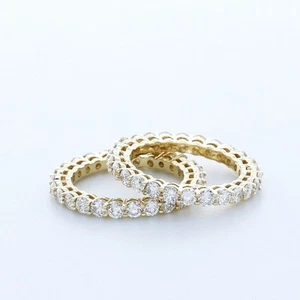 3.2CT Lab-Created Diamonds E/VS1 Round Cut 14K Yellow Gold Classic Eternity Ring - Picture 1 of 4