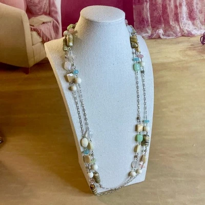 0035 Y2K Lia Sophia Mixed Media Station Necklace in Pastel Colors - Image 1 of 4