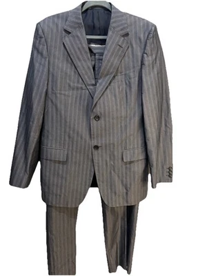 Gucci Men's Grey Suit Size 50R Pinstripe 100% Cotton Good Condition - Image 1 of 4