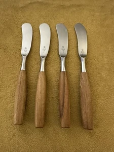 (4) Butter Spreaders - DANSK Fjord Teak Handle Stainless Germany Hardly Used - Picture 1 of 6