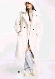 UGG Gertrude langer Teddy Mantel Winter weiß ausverkauft Gr. XL $ 268 entspannt Neu mit Etikett selten - Bild 1 von 23