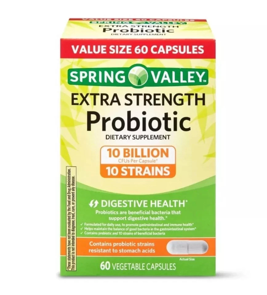 Spring Valley Extra Strength Probiotic Vegetable Capsules, 60 Capsules Exp:06:26 - Image 1 of 3