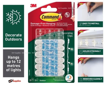 Command CLEAR 17026H Outdoor Decorating Clips Hooks Wall Hanging Fairy Lights  - Image 1 of 4