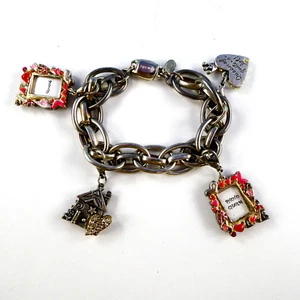 CHICO'S Silver Tone Charm Bracelet Picture Photo Frame Charms Super CuTE Fun - Picture 1 of 9