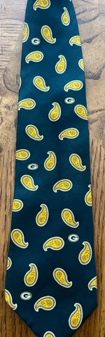 Green Bay Packers NFL Made Men's Silk  Paisley Print Green Neck Tie Cover