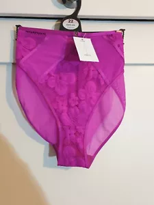 LADIES SIZE 22 GEORGE PURPLE HIGH LEG PANTIES-BNWT,SOFT SATIN FEEL - Picture 1 of 4