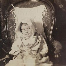 Little Boy Dressed Up Like Grandma's Likeness Victorian 1890 Stereoview B286