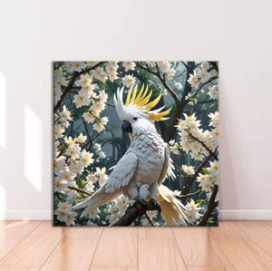 White Flowered Cockatoo Limited Edition High Quality Home Decor Australian Made - Bild 1 von 3