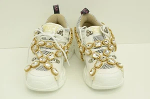 Authentic Gucci Sega Flashtrek Ladies White Sneakers Stretch Faux Crystal Shoes - Picture 1 of 15