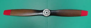 HOLZPROPELLER MIT MESSING NABENPLATTE UND ROTEN SPITZEN - Bild 1 von 5