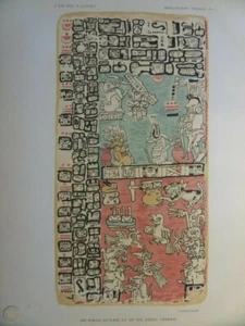 MAYA MADRID TROANO CODEX PAWAHTUN SUN GOD K'INICH AHAW MESOAMERICAN 1882 - Picture 1 of 2