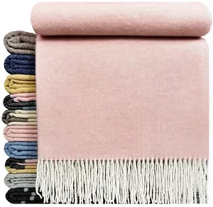 Merinowolldecke Wolldecke Merinowolle-Kaschmir Mix 140x200 cm Rosa - Bild 1 von 7