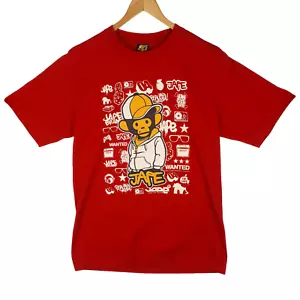 Jungle Ape JAPE Designer Men's Size L Red Short Sleeve T-Shirt Monkey Design VGC - Picture 1 of 11