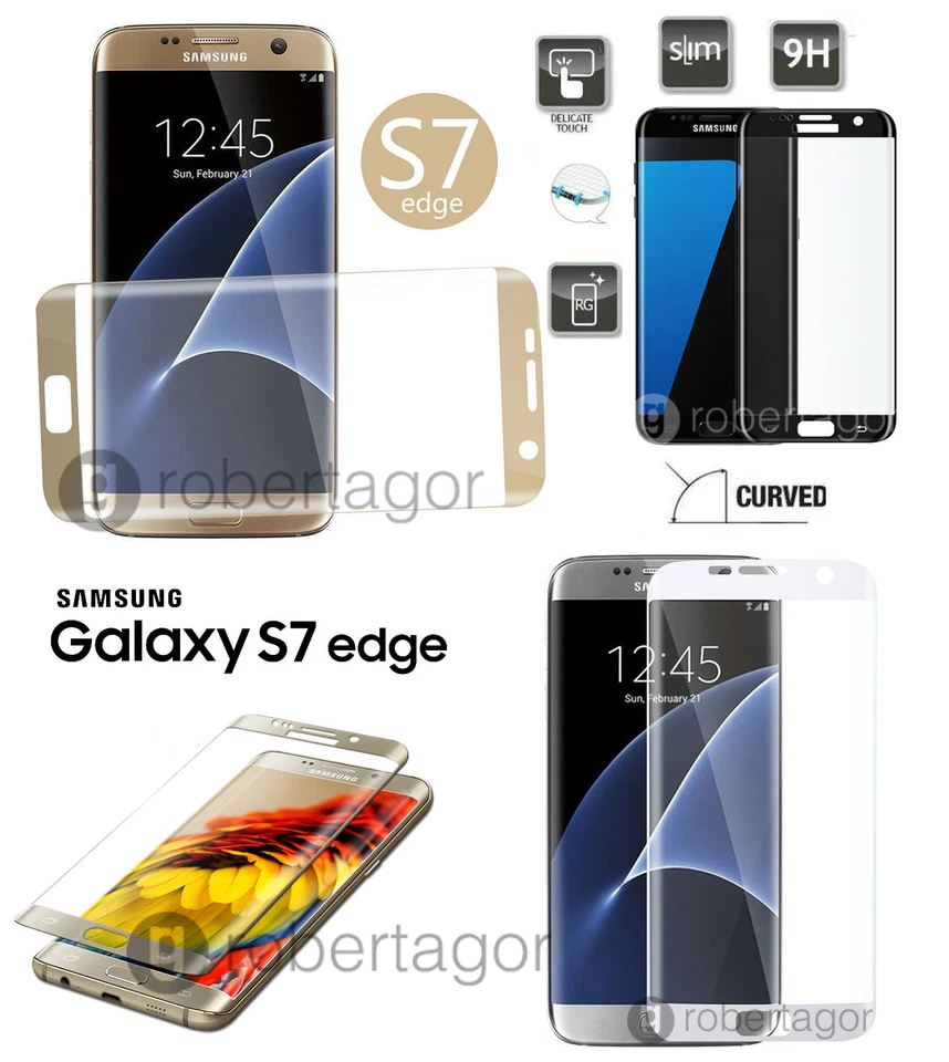 PELLICOLA IN VETRO TEMPRATO CURVO PER SAMSUNG GALAXY S7 EDGE PROTEGGI SCHERMO - Immagine 1 di 1