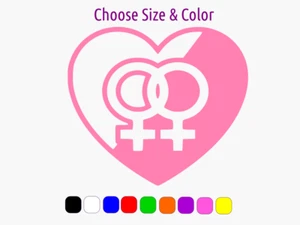 Mujer Símbolo Corazón de Lesbiana LGBTQ Orgullo Vinilo Ventana Pegatina ELIGE TALLA COLOR - Imagen 1 de 2