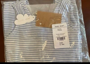 NWT ANGEL DEAR Bamboo striped  Overalls 12-18 Mo - Picture 1 of 2