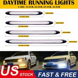 2x DRL LED Headlight Strip Light Daytime Running Sequential Turn Signal Lamp USA - Picture 1 of 19