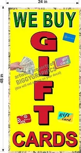 NEW PERFORATED WINDOW VINYL DECAL BUY GIFT CARDS 2' X 4' LARGE GRAPHIC VERTICAL - Picture 1 of 2