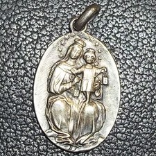 França & Beleza Antiguidade 1902 Nossa Senhora Do Monte Carmelo "Mch" Prata Medalha Católica