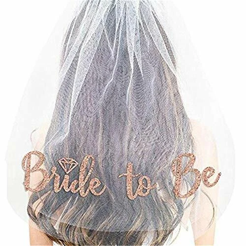 Veil Bride To Be Hen Night White Rose Gold Novelty Party Wedding Accessories  - Image 1 of 1
