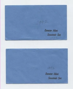 2 - 1992 Denver Mint Souvenir Sets in Original Mint Envelope - Picture 1 of 3