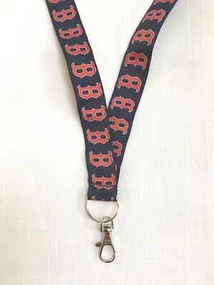 HANDMADE LANYARD decorated with BOSTON RED SOX RIBBON KEY CHAIN ID HOLDER, CLIP - Image 1 of 3
