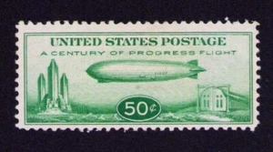 C18 50¢ Zeppelin Century of Progress 1933 F-VF Mint Lightly Hinged - Picture 1 of 2