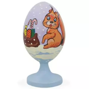 Squirrel with Gifts by Christmas Tree Wooden Figurine - Picture 1 of 4